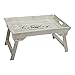 Produktbild Zenhica Tablett für Bett oder Sofa mit klappbaren Füßen und Griffen, Frühstückstisch aus antikem Holz, Vintage, Weiß, 32 x 47,5 x 25 cm