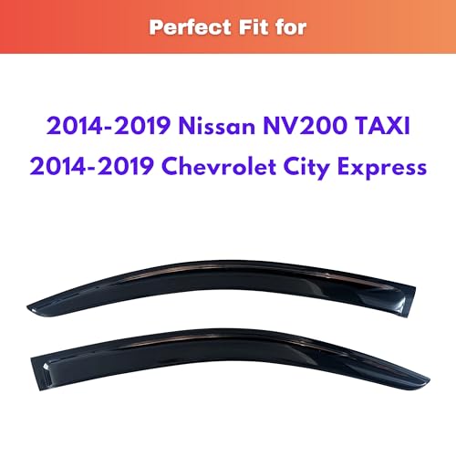 Image of KPY Rain Guards Fit for 2014-2019 Nissan NV200 Taxi, Out-Channel Window Visors Vent Wind Deflectors 2PC, Truck Accessories for 2014-2019 Chevrolet /Chevy City Express