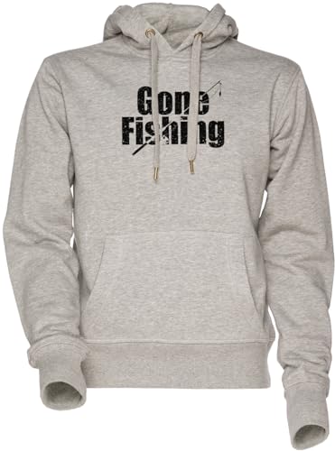 Sweat-shirt Gone Fishing gris avec capuche doublée et poche kangourou