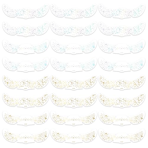24 Sheets Glitter Freckles Face Tattoos Face Glitter Speckles Patches Holographic Freckle Tattoo Sticker Speckles Patches for Women Festival Makeup Rave Accessories