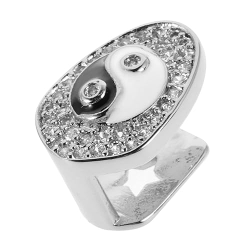 SUPVOX Silver Tai Chi Bagua Single Tooth Grill Hip Hop Teeth Jewelry for Men Women, Fashion Dental Grill Cap Accessory for Rapper Costume and Party Wear