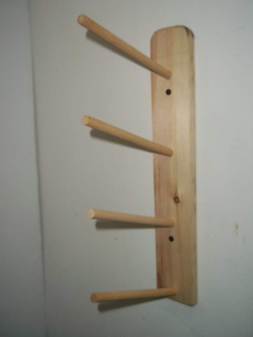 Wood Storage Rack 4 Pegs for Storage Needs, Ribbons, Workout, Ect...
