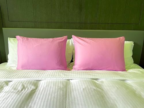Image of Soft Pillow Covers 16 x 26 Inches - Egyptian Cotton 600 Thread Count Set of 2 Pillow Cover Set Envelope Closure Hotel Quality Pillowcase - Pink