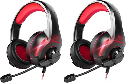 Image of YINSAN Gaming Headset for Nintendo Switch,Wired Gamer Headphones with Microphone for PS4 Xbox One PC PS5,Bass Surround,Over Ear,Volume Control & Noise-Isolation (Pack of 2)