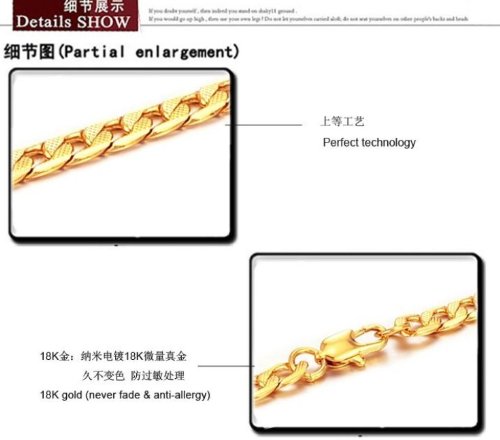 Collana da uomo placcata in oro giallo da 18 K