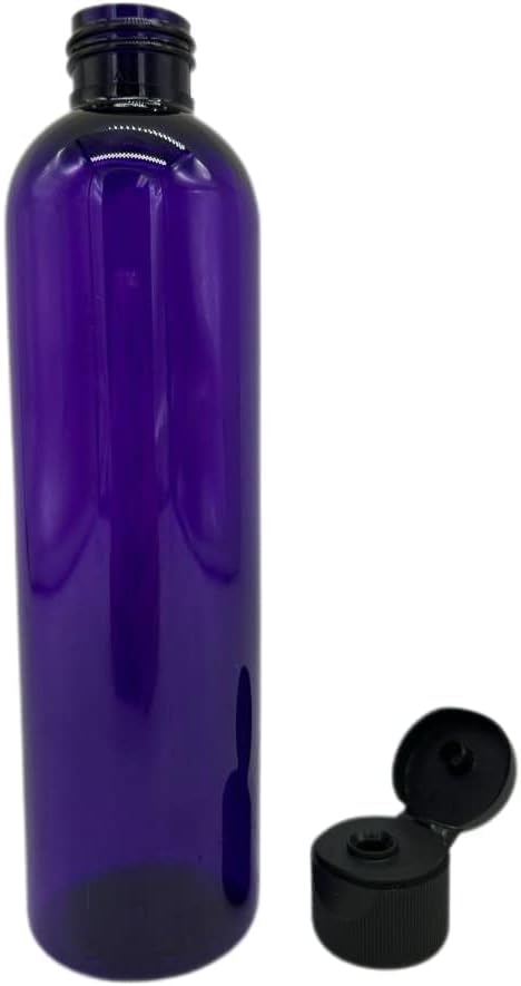 Natural Farms 8 oz Purple Cosmo Plastic Bottles -12 Pack Empty Bottle Refillable - BPA Free - Essential Oils - Aromatherapy | Black Flip Top Snap Cap - Made in the USA