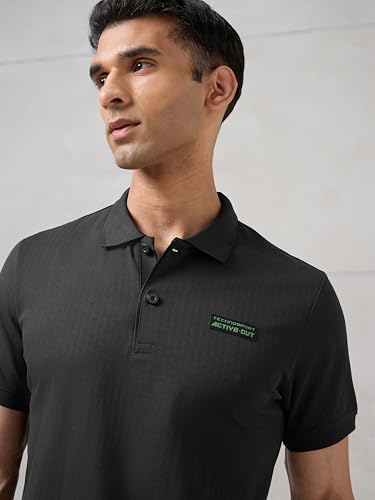 Image of TECHNOSPORT Men's Slim Fit Striped Half Sleeve Active Out Matpiq Polo T-Shirt for Gym, Sports & Regular Use