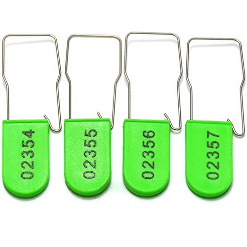 Image of Plastic Wire Padlocks Numbered Security Seal Plastic Padlock Electric Meter Seals Disposable Anti-Tamper Locks (Green, 100 PCS)