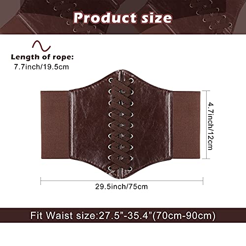 Syhood Halloween Women Corset Elastic Belt Retro Wide Lace-up Tied Costume Waspie Corset Belts Pirate Waist Belt for Ladies2