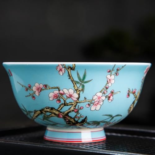 LEEDJUINE Hand-Painted Floral Bird Pattern Ceramic Bowl, 12cm 4.7in, Jingdezhen