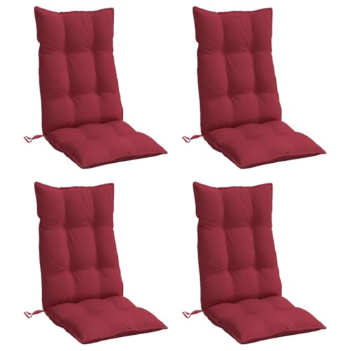 vidaXL Cojines de Silla con Respaldo Alto 4 uds Tela Oxford Rojo Tinto