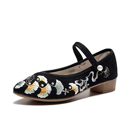 Hee grand Chinese Style Embroidered Shoes for Women Elegant Comfort Low Heels Walking Shoes - Main Image