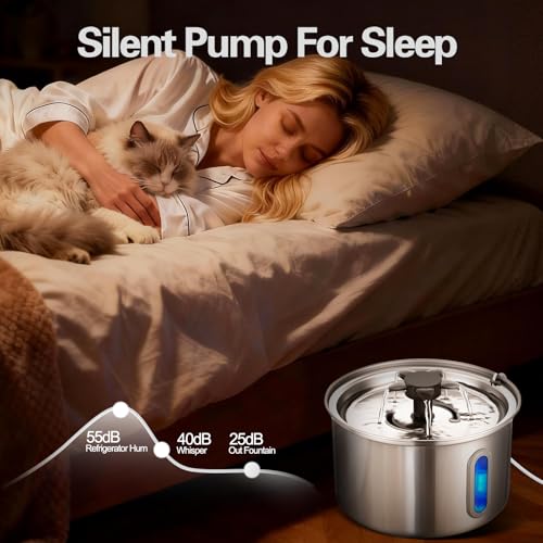 Fuente de agua para gatos de acero inoxidable 3L miniatura 6