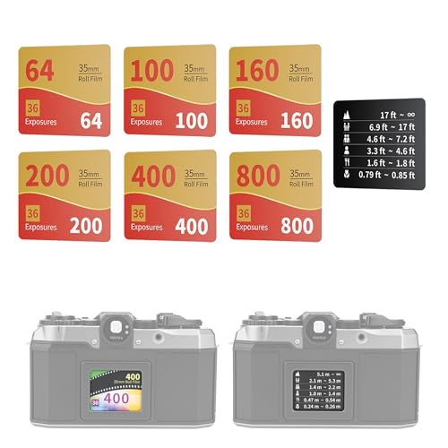 JJC 6PCS Film Record Cards and 1PC Focus Distance Reference Card, for PENTAX 17 Camera, No Trimming Required, Double-Sided Design Film Photography Tool Card Set