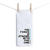 ZJXHPO Movie Inspired Kitchen Towel The Force is Strong with This One Waffle Absorbent Towel Kitchen Decor Housewarming Gift