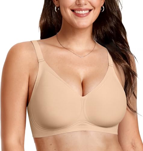 Image of OEAK Women Comfortable Jelly Bras No Underwire Seamless Full Coverage Bralette Buttery Soft Convertible Everyday Tshirt Bra