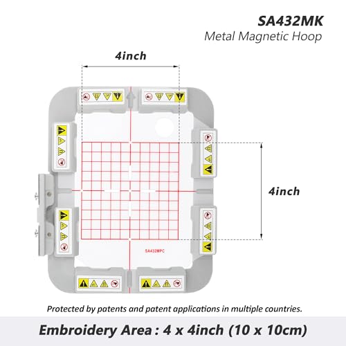 Image of Sew Tech Magnetic Embroidery Hoop for Brother SE700 SE725 SE600 SE625 SE630 SE400 SE425 PE550D PE540D PE545 PE535 PE525 PE500 NS1750D NS1850D M380D Babylock Embroidery Machines (4 inchx4 inch, SA432MK)