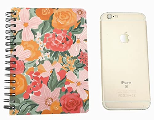4 Pack A6 Spiral Notebook Journal,Wirebound Ruled Sketch Book Notepad Diary Memo Planner,A6 Size(5.7X4.1") & 80 Sheets (Floral-D) #TOP2