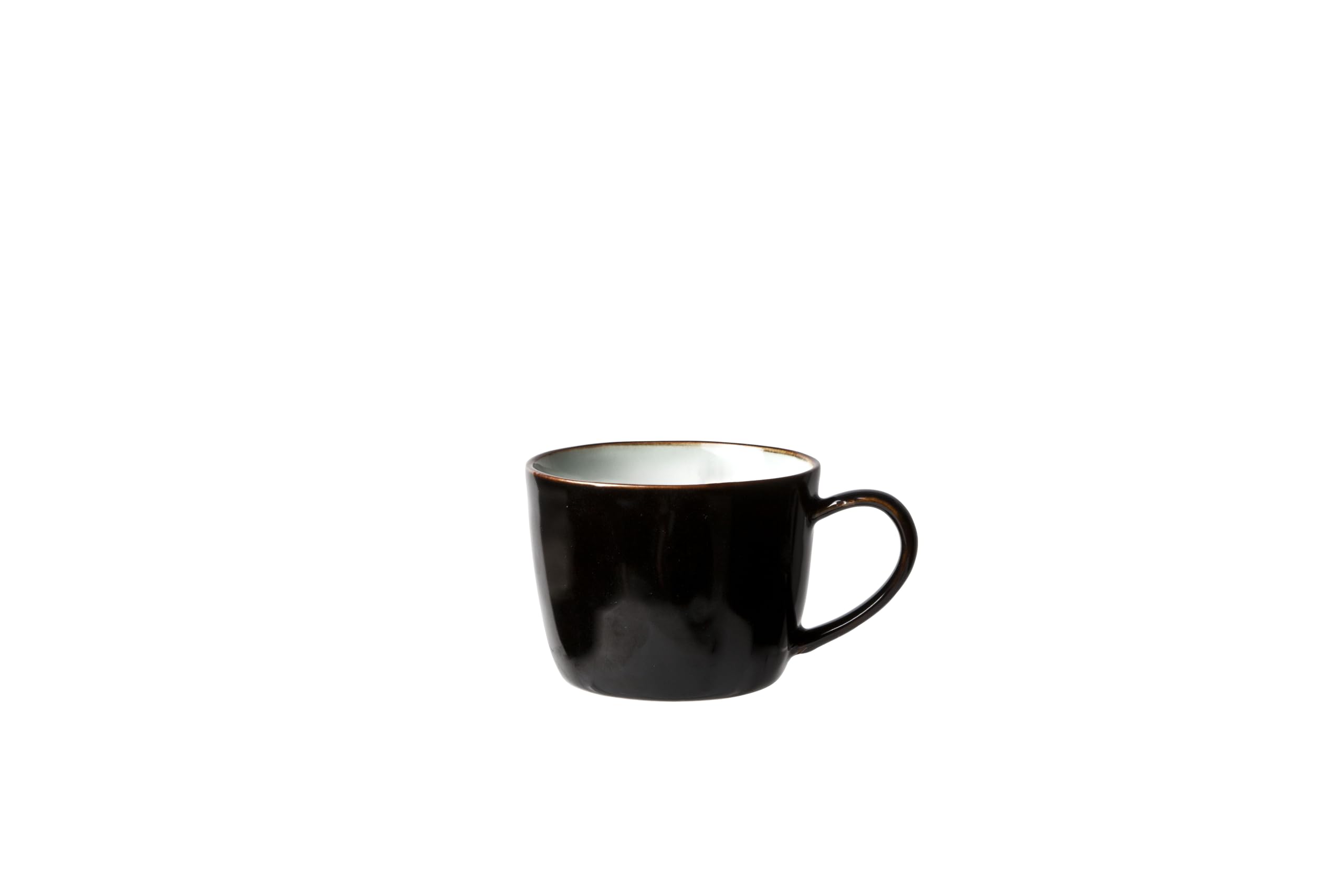 Cosy & Trendy Lot de 6 Tasses à Café en Porcelaine avec Soucoupe, Noir/Blanc, 19 cl