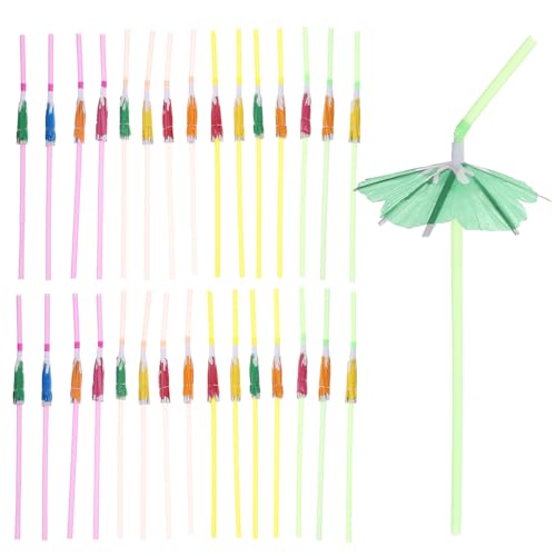 Pitillos decorativos desechables con diseño de sombrilla 100 pcs miniatura 1