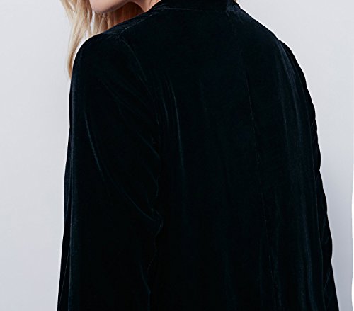 R.Vivimos Womens Ruffled Asymmetric Long Velvet Blazers Coat Casual Jackets4