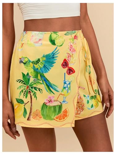 Image of SweatyRocks Women's Boho Mini Skirts Floral Shorts Tie Side Wrap Skorts