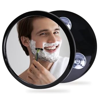 Foto di Specchio da doccia antiappannamento per rasatura e trucco con 3 potenti ventose rimovibili, specchio antiappannamento infrangibile per doccia e bagno, specchio di sicurezza per bambini senza vetro