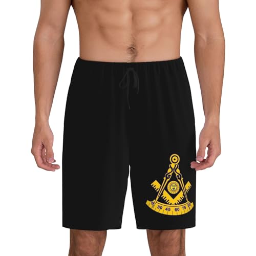 Freemason Past Master Pajama Shorts for Men, Men's Pajama Bottoms, Sleepwear for Summer