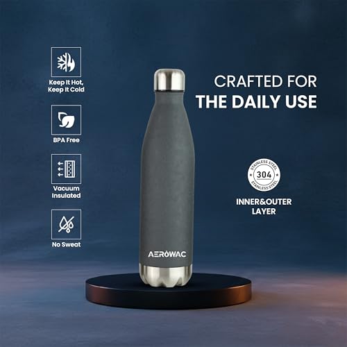Image of 304 Stainless Steel Viva Insulated Flask 750ml | Hot & Cold 24 Hours | Double Wall, Lightweight, Leak Proof, BPA-Free Bottle | Ideal for Office, Gym, School & Travel (Dark Grey, Pack of 1)