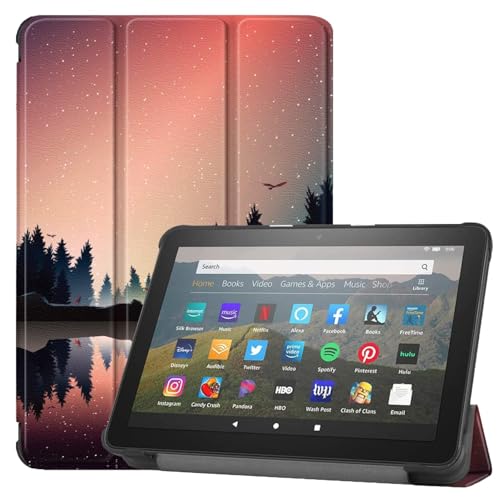Tri-Fold Case for H 8 Tablet (10/12/14th Generation, 2020/2022/2024 Release) - 8 Inch PC Hard Back Shell with Auto Wake/Sleep Multiple Viewing & Typing Angles Lightweight Protection(Dusk)