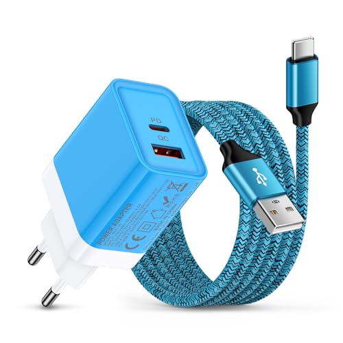 USB C Ladegerät mit 1.8M Ladekabel für Samsung Galaxy A17 A56 A16 A36 A15 A55 A54 A53 A35 A26 S25 S24 S23 S22 S21 S20 2 Port Typ C Android Handy Ladegeräte Stecker Schnellladegerät Schnellladekabel