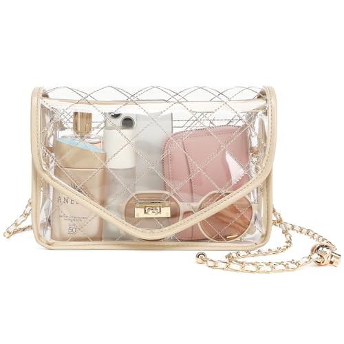YGR Clear Bag for Stadium Events Clear Purse for Women Quilted PVC Clear Crossbody Bag Stadium Approved for Concerts