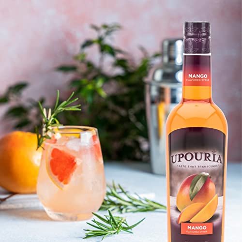 Upouria Mango Flavored Syrup, 100% Vegan And Gluten-Free, 750 Ml Bottle - Coffee Syrup Pump Included #TOP3