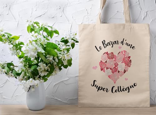 Paroles d'amour Tote Bag Femme - Cadeau Collègue Bazar d'une Super Collègue - Sac Tissu - Sac en Toile Femme - Canvas Sac Tote Bag - sac de course - sac cabas – vue 7