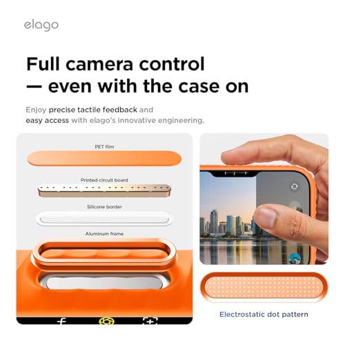 Image of elago Magnetic Ridge Silicone Case for iPhone 17 Pro Max Orange | Compatible with MagSafe, Liquid Silicone Material, Protection, Shockproof, Slim Phone (Orange)
