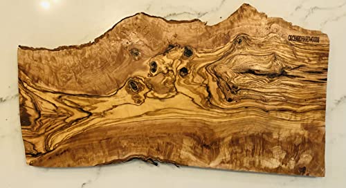 18' ORCHARD HARDWOODS Rustic Handmade Bark Edge Olive Wood Cheese Board- For Cutting, Chopping...