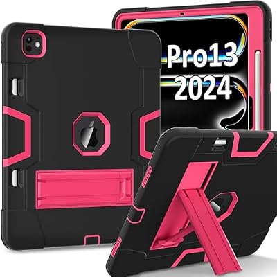Anti-Yellowing Tablet Case Protective Case Compatible with iPad Pro 13 Inch Case 2024 M4 7th Generation Case with Pen Holder and Stand, Rugged Case Compatible with iPad Pro 13'' (M4) shockproof besch