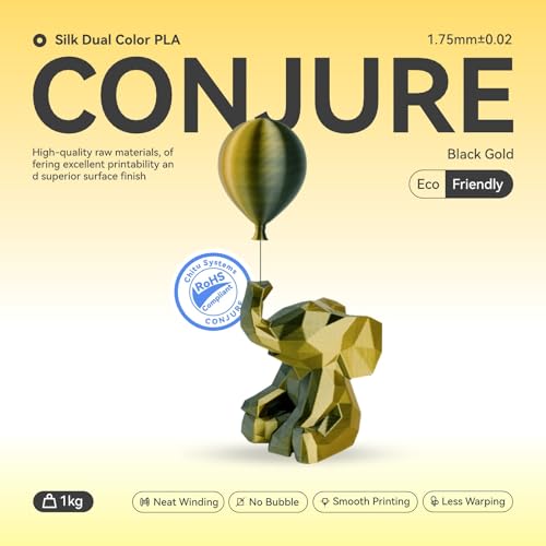 Chitu Systems Conjure Silk PLA Filamento per stampante 3D, 1,75 mm filamento a doppio colore, seta nero oro + nero rosso Filamento per stampa 3D 2KG/4,4lb (Y-Silk PLA-Nero Oro+Nero Rosso-2kg)