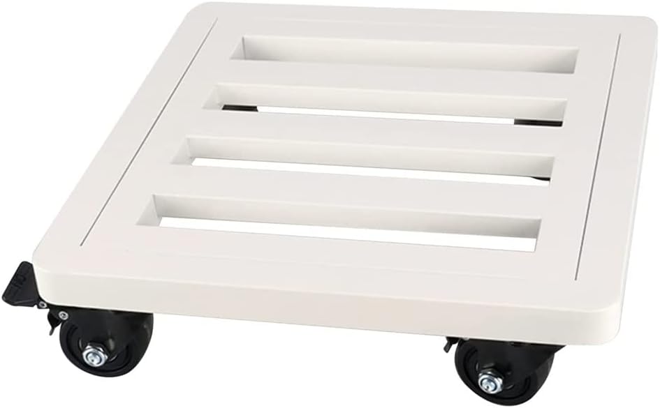 Potted Plant Pallet Caddy with Wheels,Iron Garden Flower Pot Planter Mover,Planter Dolly Trolley Saucer Moving Tray/White/40Cm White-40Cm
