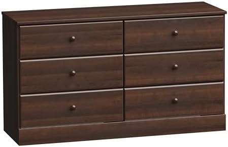 Prepac Astrid 6 Drawer Double Dresser for Bedroom, Wide Chest of ...