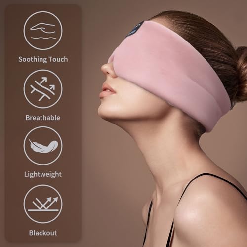 Joythink Sleep Headphones Bluetooth Sleep Mask Silk Headband Earphones Bluetooth Eye Mask for Sleeping On Side Blackout Soft Sleep Earphones Music Eye Cover Kids Children - Image 3