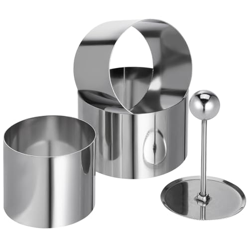 UKCOCO Molde Redondo para Platos Fríos de Acero Inoxidable 3 Piezas Utensilio de Cocina Profesional para Emplatado y Presentación Apto para Hogar y Restaurante Fácil de Limpiar y