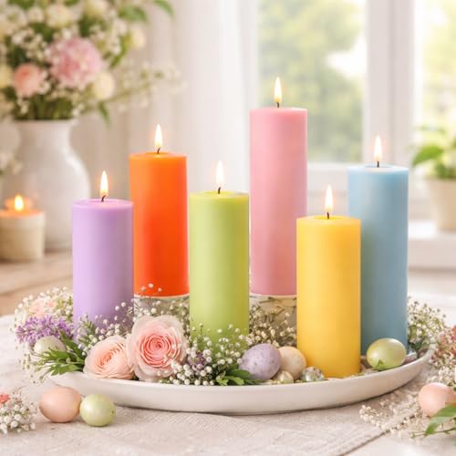 Bougies LED pastel pour centre de table de mariage et Pâques | Lot de 6