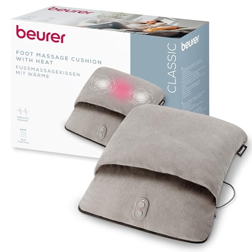 Beurer FM 28 Masseur de Pieds 2 en 1 : Masseur Electrique et Chauffe-Pieds avec Vibration Massage 3 Programmes Tissu Velours Doux...