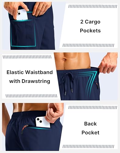 Image of Pudolla Men's Hiking Cargo Shorts with 5 Pockets Lightweight Casual Shorts