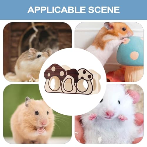 Maison pour hamster anti-stress en bois avec cachette champignon protectrice