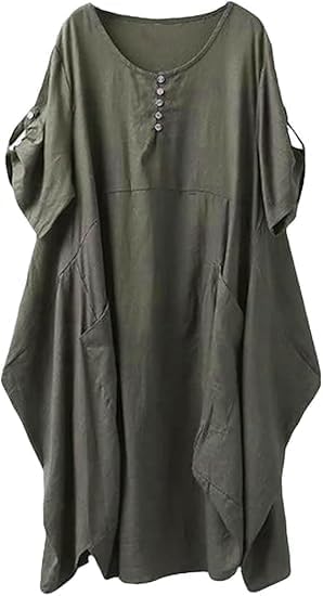 Minibee Women's Ruffle Oversize Casual Midi Dresses with Pockets