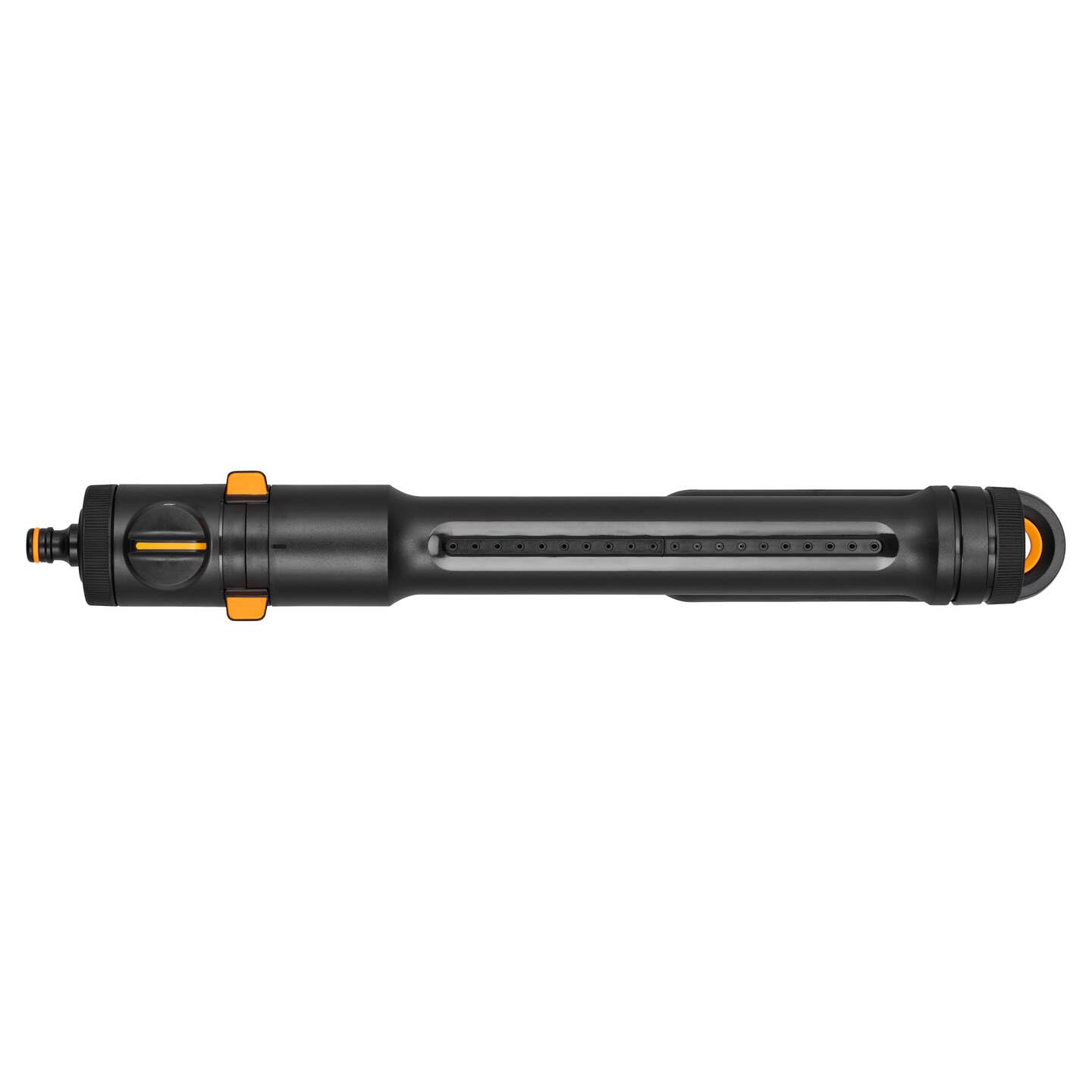 Fiskars Comfort Aspersor oscilante S-L | Aspersor para áreas de 300-500 m², Negro/naranja, 1070833