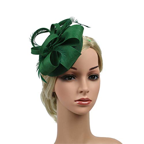 Beaupretty Fascinator Hats Derby Headband Hats Hair Clip Tea Party Headpiece Bridal Headwear For Cocktail Tea Party (Dark Green) #TOP4