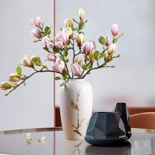 Vase céramique blanche oiseau pie porcelaine retro pour table salon